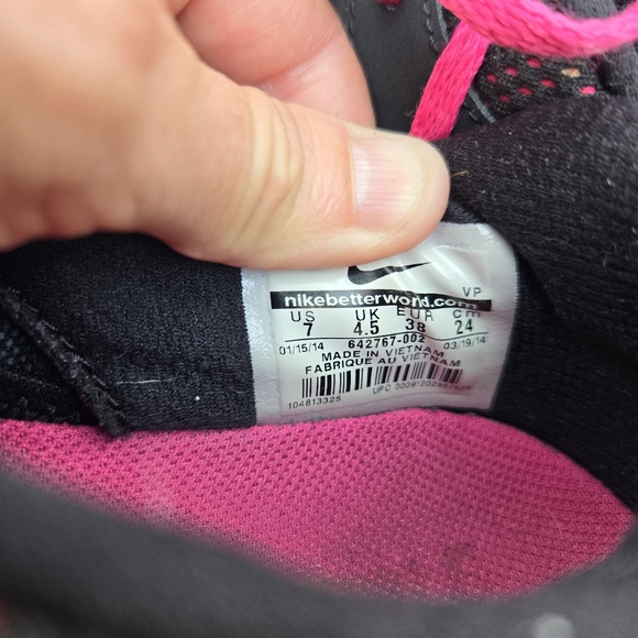 Nike Flex 2014 Run Women's Athletics Trainer Shoes Size 7 Black with Pink Lacees - Picture 3 of 11